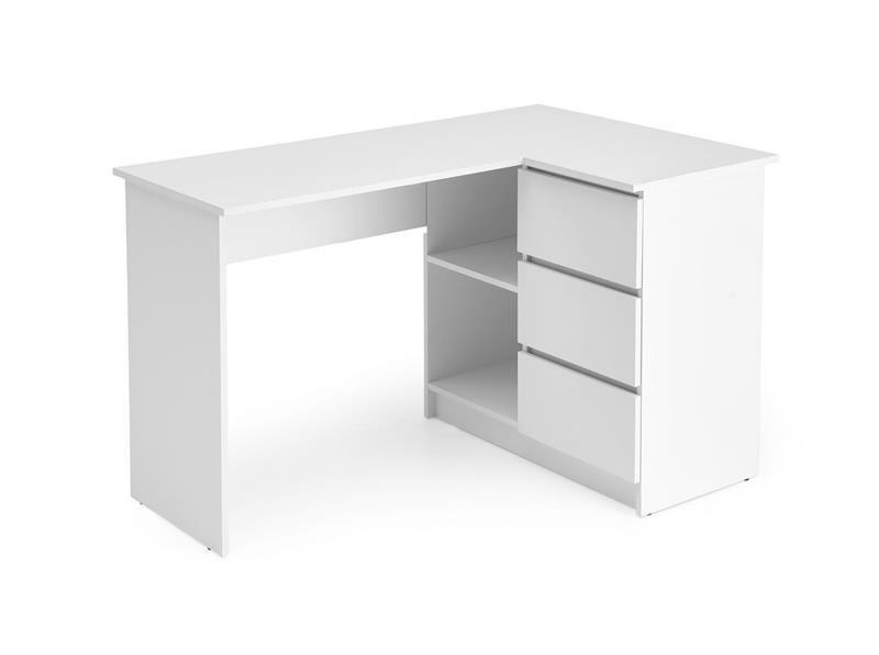 Rohový PC stolík Brendena (biela)