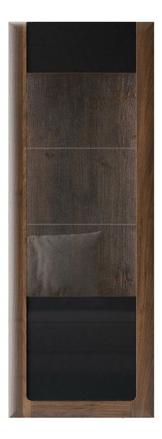 Vitrină Kassie Typ 05 (negru lucios + nuc columbia) (cu iluminat)