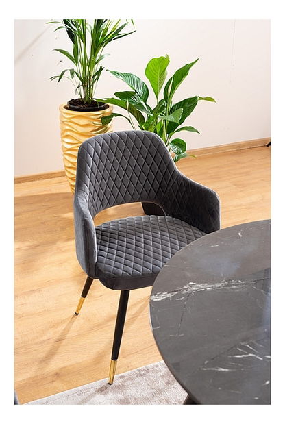 Jedálenská stolička Farrah (sivá + zlatá)