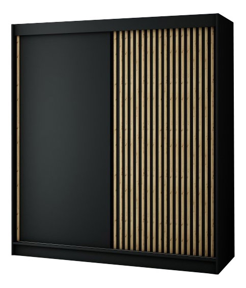 Ruhásszekrény 200 cm Ladonna (matt fekete)