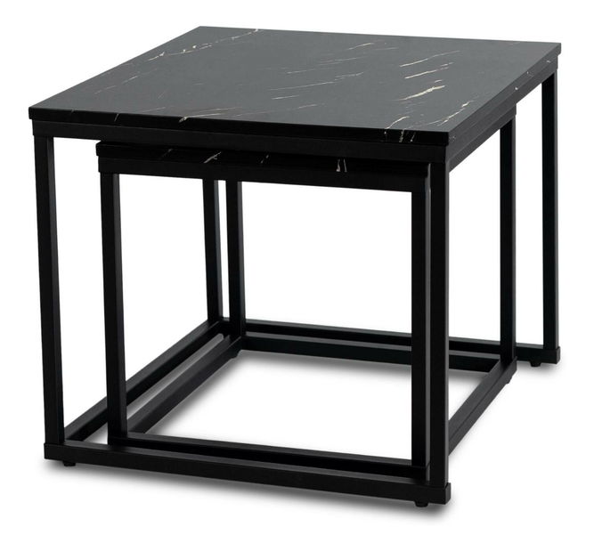 Set 2 konferenčných stolíkov Jospin (mramor čierny) 