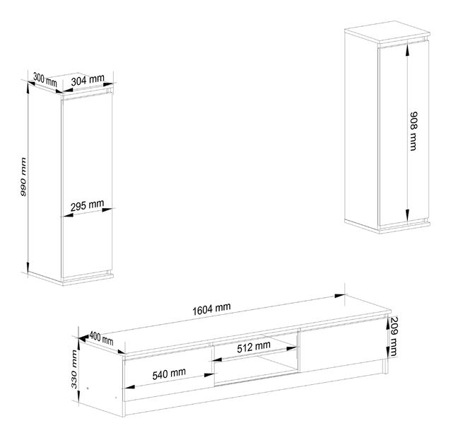 Obývacia stena Megaherzios (dub sonoma) (bez osvetlenia)