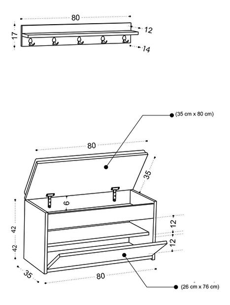 Mobilier Hol Movopu 2 (alb + auriu) 