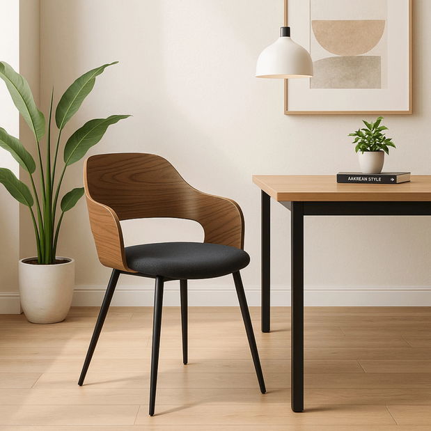 Scaun sufragerie Obvio (nuc + negru) 