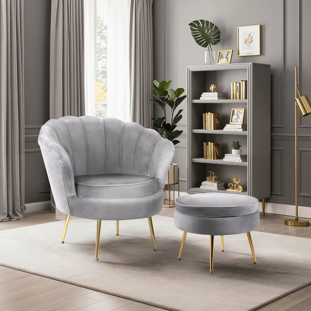 Fotoliu Guarida (gri) (cu taburete)