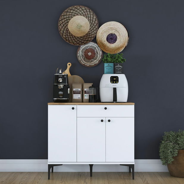 Komód Jette 94 (dió + fehér)