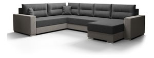 Rohová sedačka v tvare U Glide 3 (sivá + hnedosivá) (L)