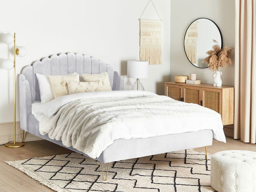 Pat matrimonial 140 cm Alise (gri) (cu somieră)