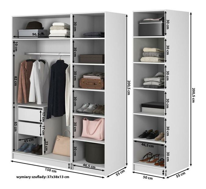 Ormar za garderobu Kasandra VI (bijela)