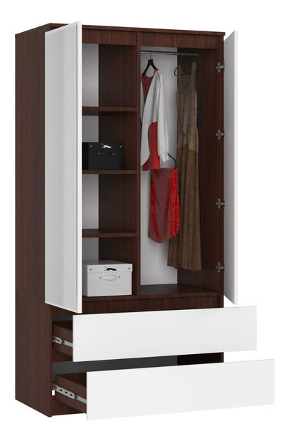 Dulap de haine Safwan II (wenge + Alb) (cu oglindă)