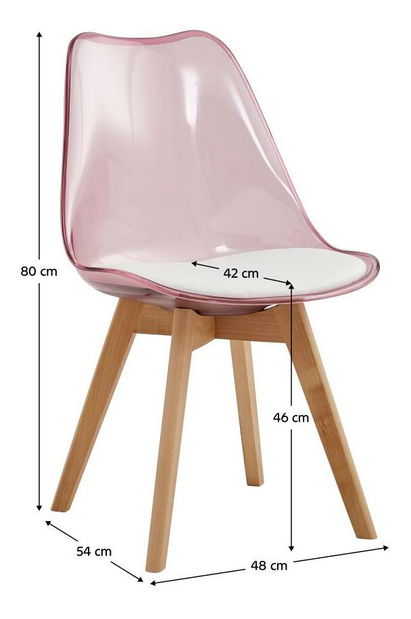 Scaun sufragerie Bralla 2 (transparent + roz + fag + alb) 