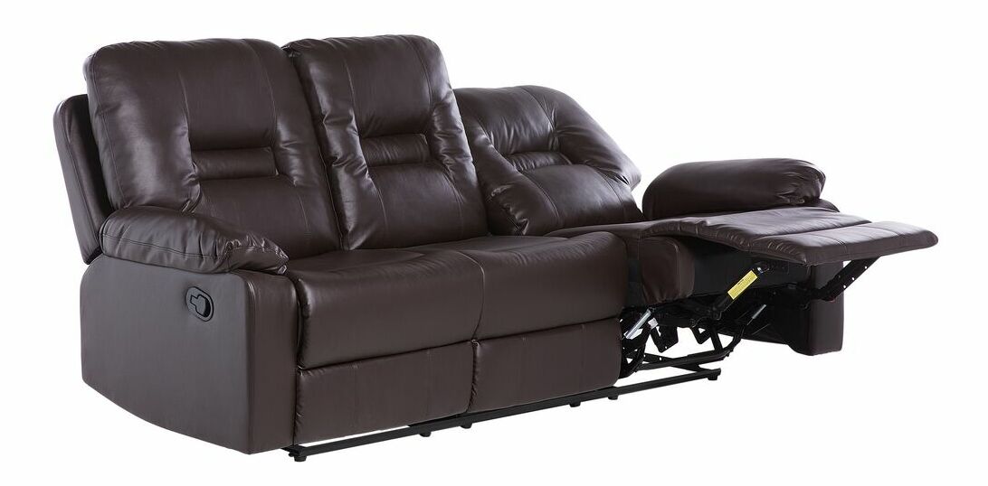 Canapea 3 locuri Barnet 2 (piele sintetică) (maro) 