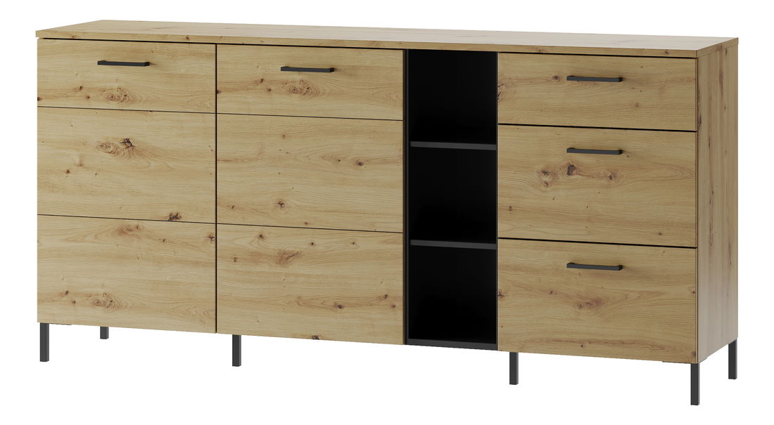 Comodă Lorren 48 (stejar artisan + negru mat)