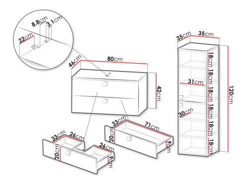 Set mobilier baie III Petru (Alb)