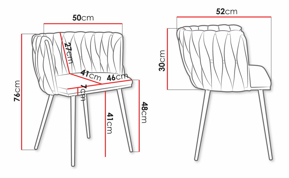 Set blagovaonskih stolica (2 kom.) Archie DC 1142 (crna + zlatna) 