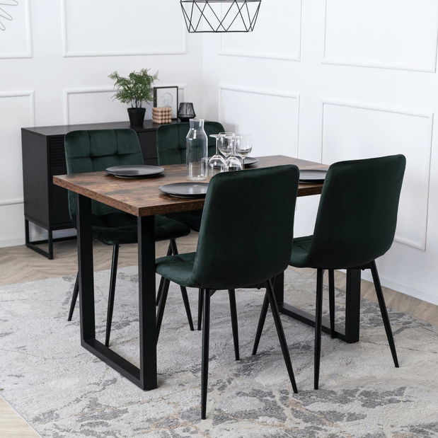 Masă sufragerie Varon (stejar rustic + negru) (pentru 6 persoane)