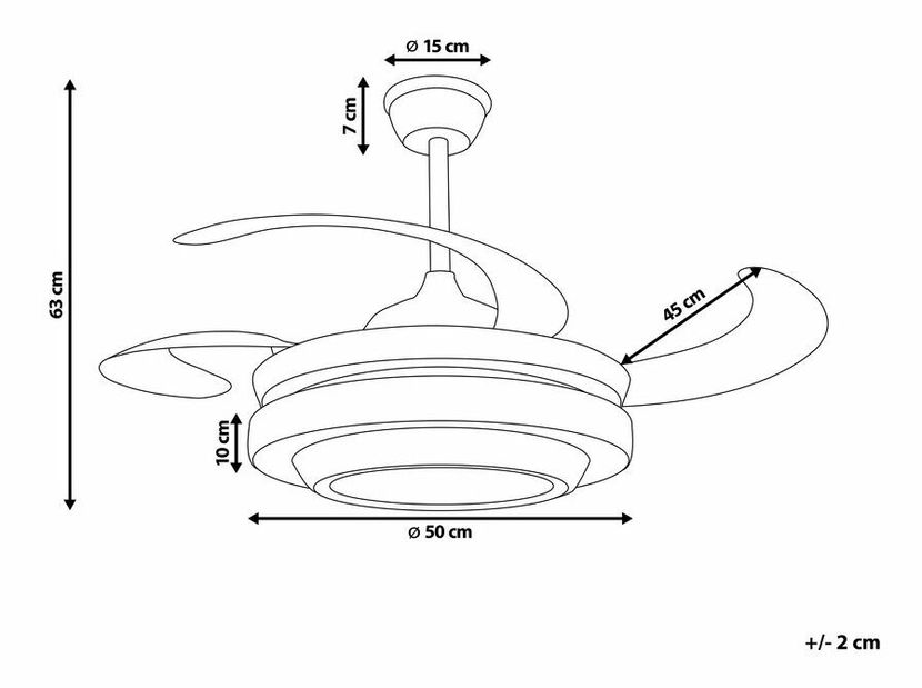 Stropný ventilátor so svetlom Ashli (zlatá)