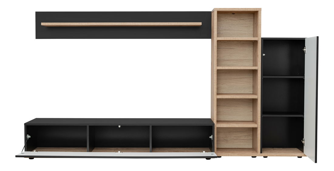 Mobilier living Salk (stejar ribbeck + negru)