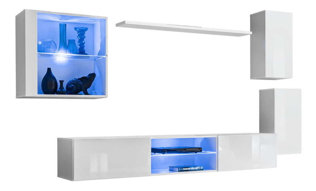 Set za dnevni boravak Shelly 26 WW SW 23 (bijela mat + bijela sjajna)