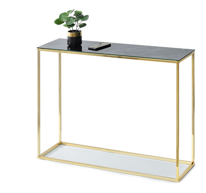 Konzolový stolík Bella Kons (čierna + zlatá)
