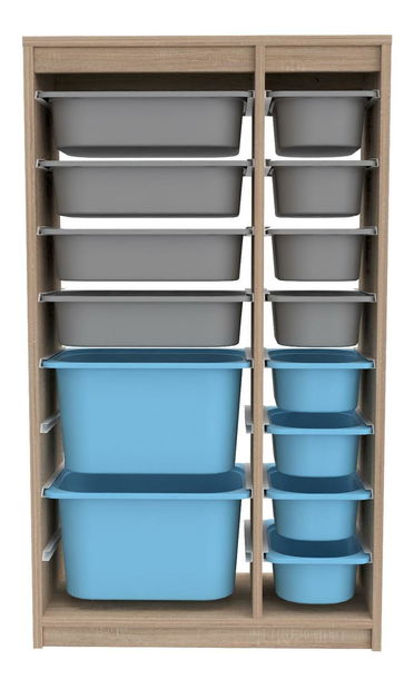 Organizator za igračke Dremonka 6 (hrast sonoma + siva + plava)