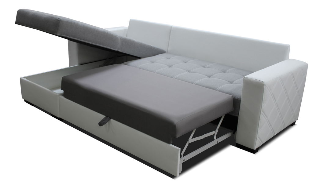 Rohová sedačka Faro L+2F (tmavohnedá + biela) (L)