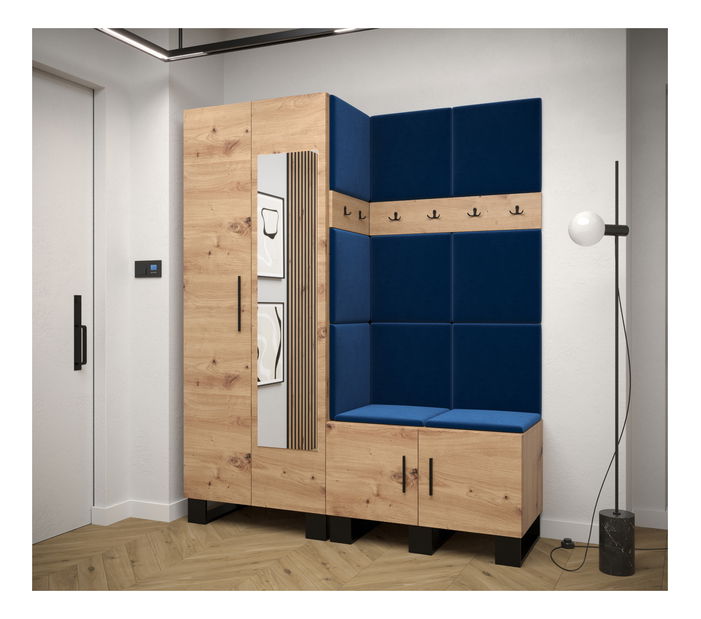 Predsieňová zostava Amanda 14 (dub artisan + modrá)