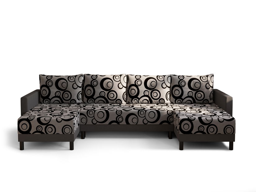 Kutna garnitura u obliku slova U Glimmer U (tamnosiva + siva + crna)