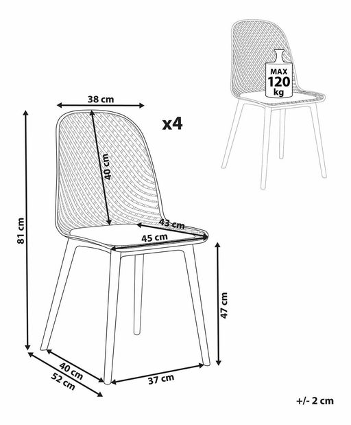 Set 4 ks jedálenských stoličiek Erielle (biela)