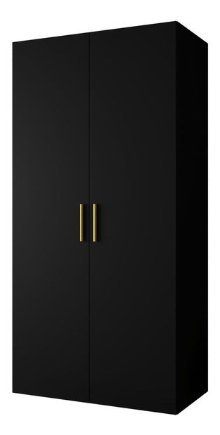 Šatníková skriňa 100 cm Borry 1 (čierna + zlatá)