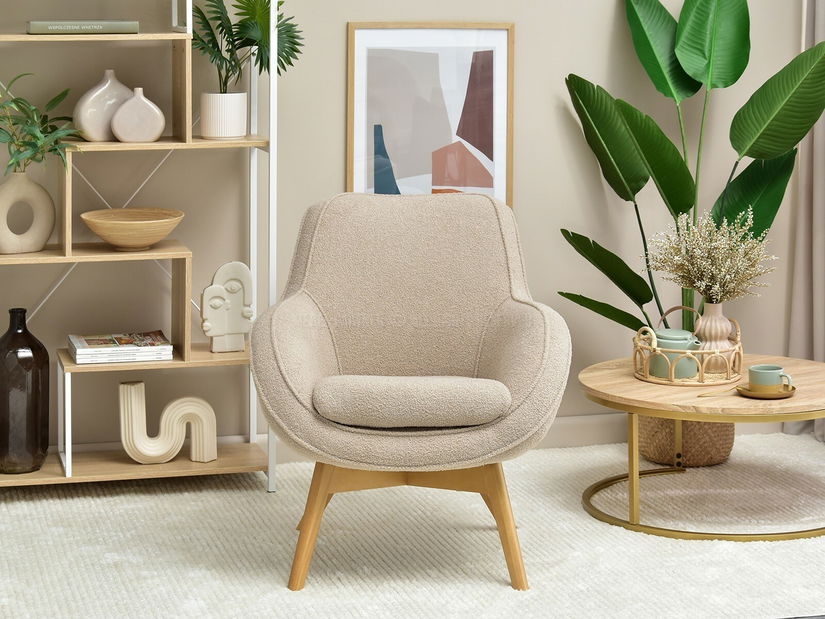 Dizájnos fotel Merch (bézs + fehér)