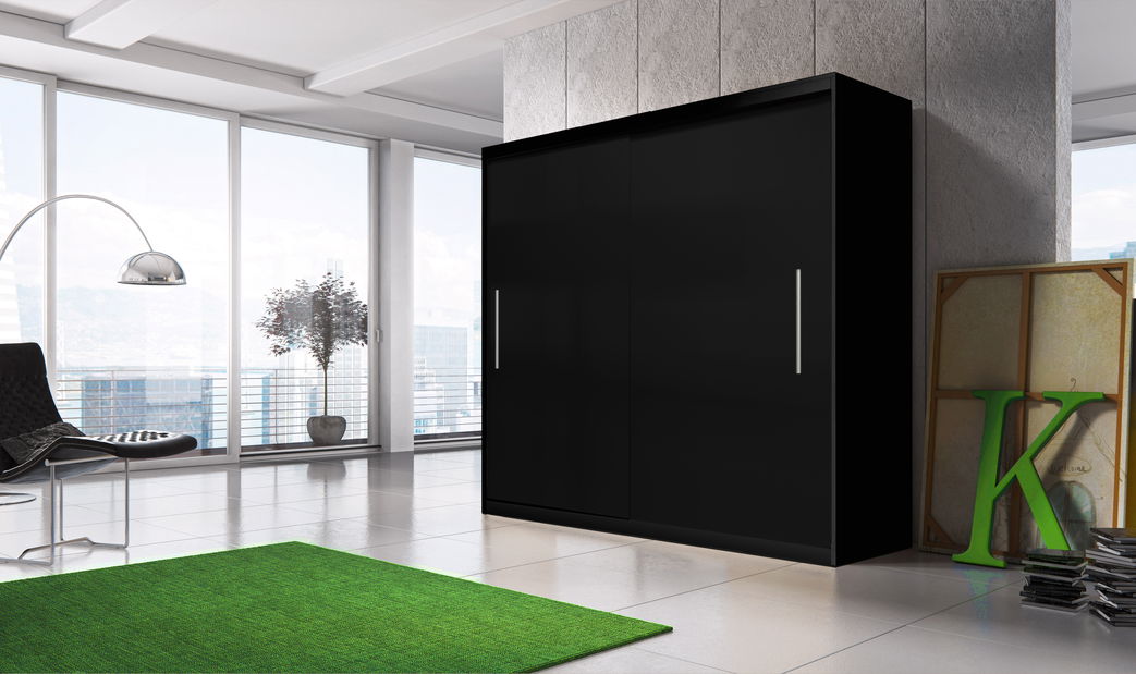 Šatníková skriňa Thovan (čierna + čierna)