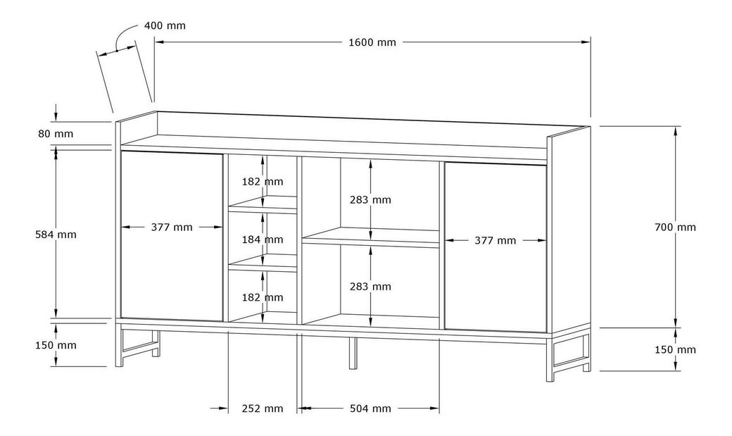 Skrinka Masumu (dub zafírový + čierna) 