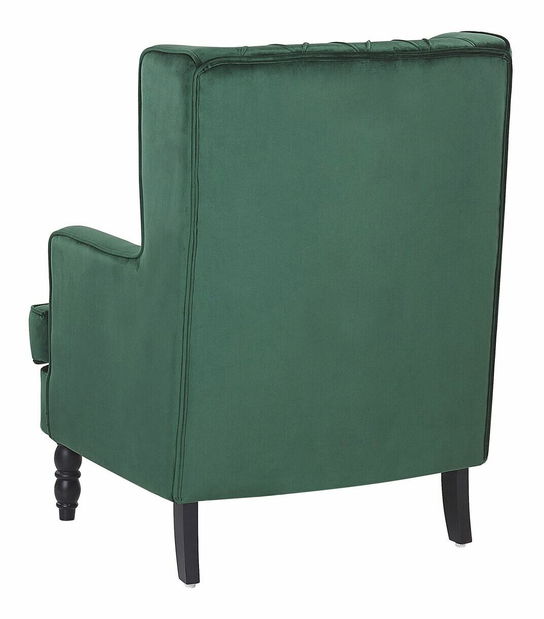 Kreslo ušiak SANES (tmavozelená) (s taburetkou)