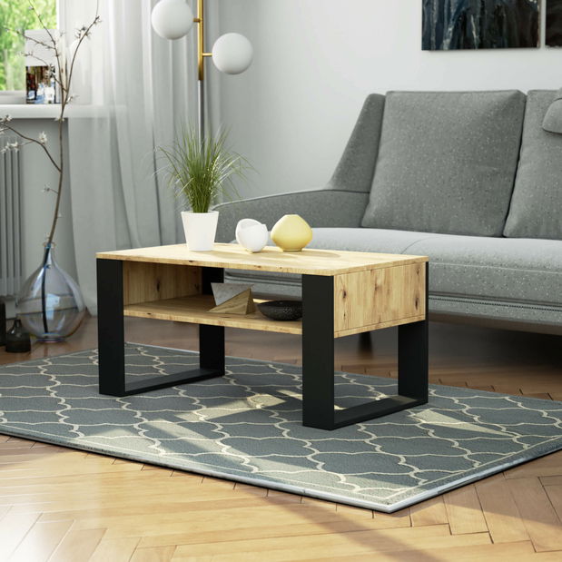 Stolić za kavu Distingue (hrast artisan + crna)