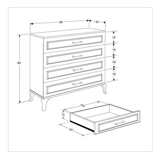Comodă Seraphina 5 (alb) 