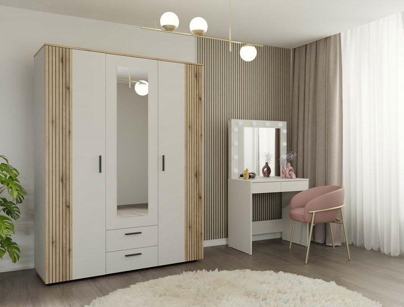 Šatníková skriňa Avala 1 (kašmír + dub evoke) (so zrkadlom)