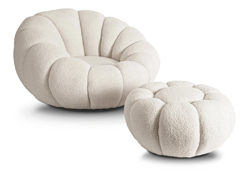 Kreslo Pague (krémová) (s taburetkou) *výpredaj