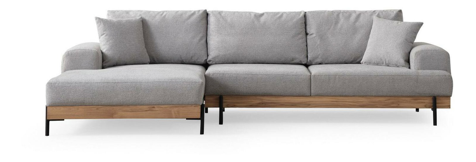 Rohová sedačka Etorella (L) (sivá + dub)