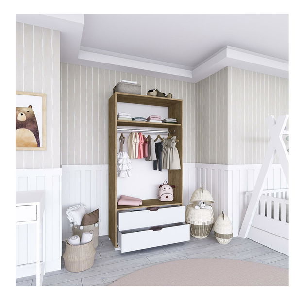 Dulap de haine Centin 90 (nuc deschis + alb)