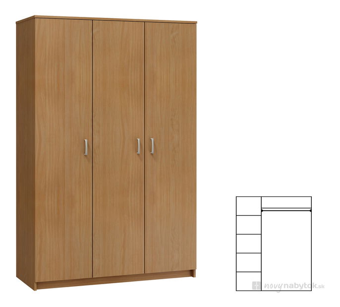 Šatníková skriňa 3D Buk