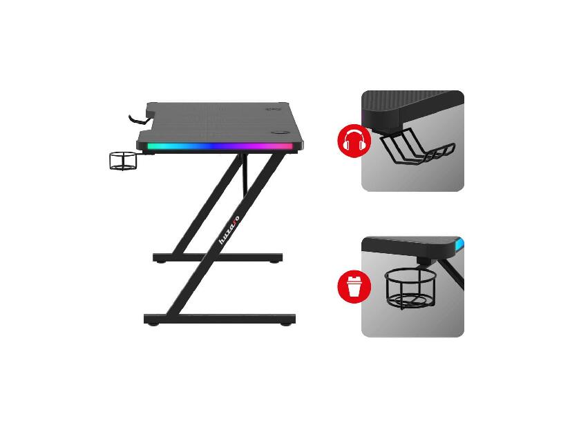 PC asztal Hyperion 2.5 (fekete + többszínű) (LED világítással)
