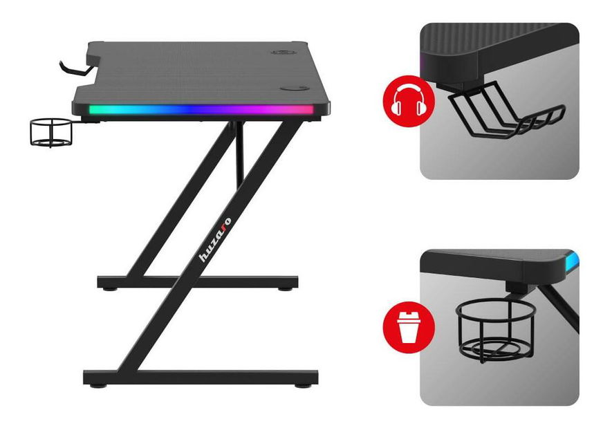 PC stolík Hyperion 2.5 (čierna + viacfarebná) (s LED osvetlením)