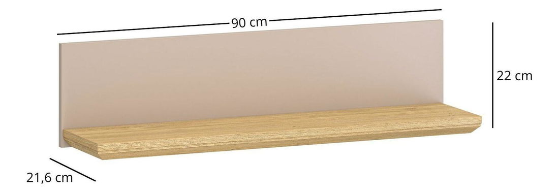 Fali polc Indices 2 (taupe + kő tölgy) 