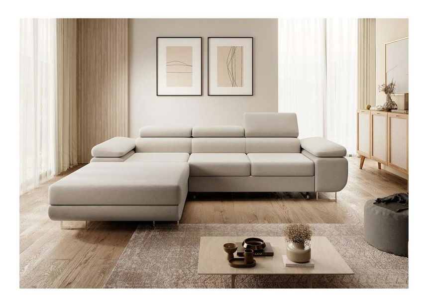 Rohová sedacia súprava Grande (L) (béžová + chrómová)