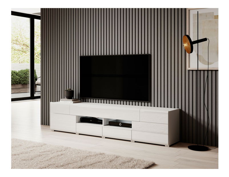 Masă TV Tamie Typ 40 (alb + alb lucios)