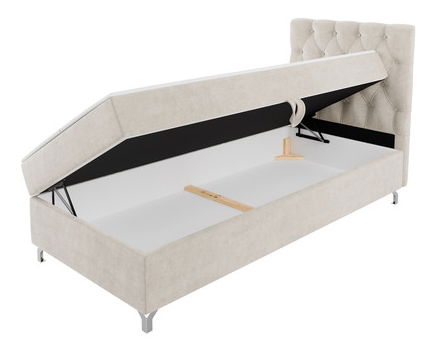 Pat de o persoană 80 cm Jenaks 1 (albastru) (cu somieră și saltea) (cu sp. depozitare) (D)