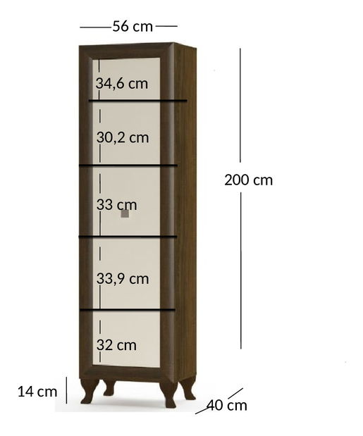 Raft PEONY (Stejar sonoma ciocolățiu + bej lucios)