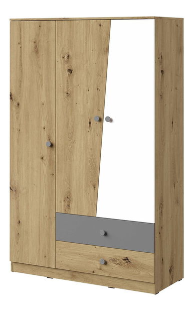 Ormar za garderobu Seraphina WK3 (hrast artisan + bijela + siva)