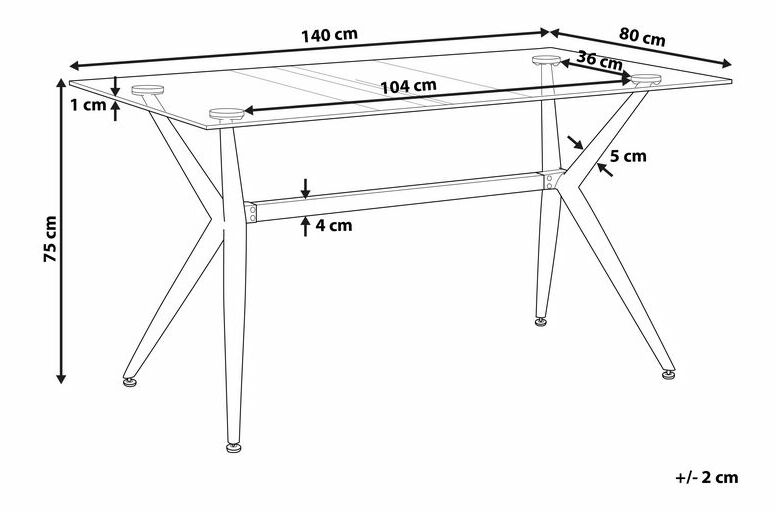 Jedálenský stôl Sham (priehľadná) (pre 4 osoby)